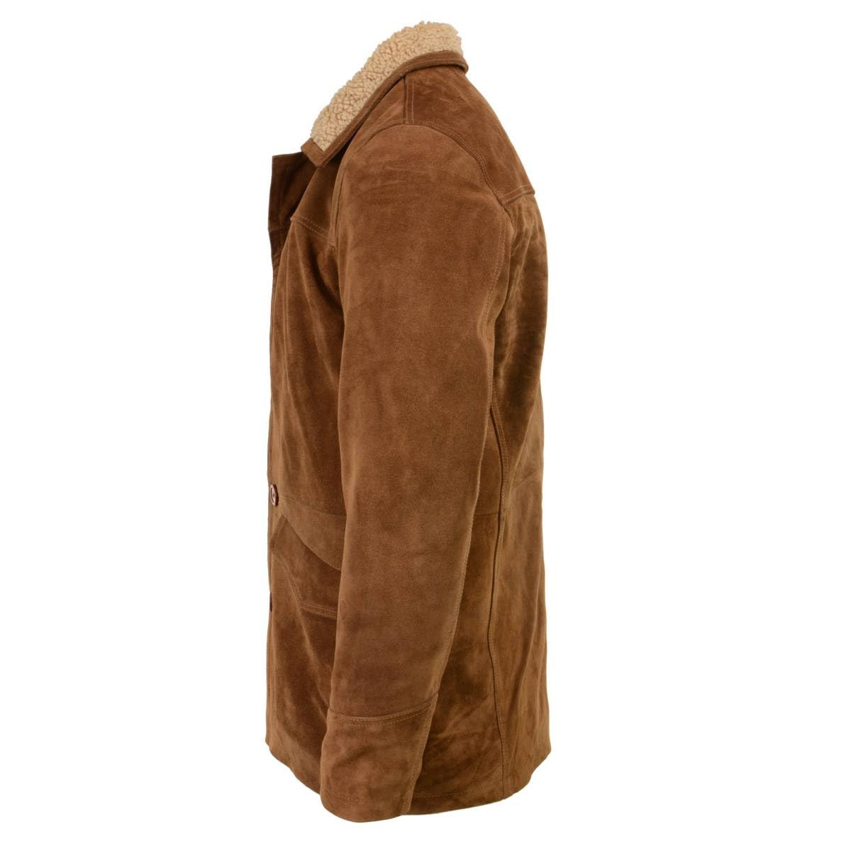 Milwaukee Leather Vintage SFM1819 Men's Western Style Long Brown Suede Leather Fashion Coat Jacket - Small