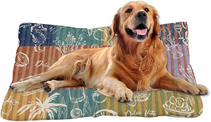 Colorful Summer Beach Puppy Beds Pet Bed & Crate Mat Cushion Puppy Pads Crate Beds for Small Dogs Washable Non-Slip Dog Dog Bed Furniture Washable Mats Kennel Pillow Indoor Outdoor 24X18 Inch