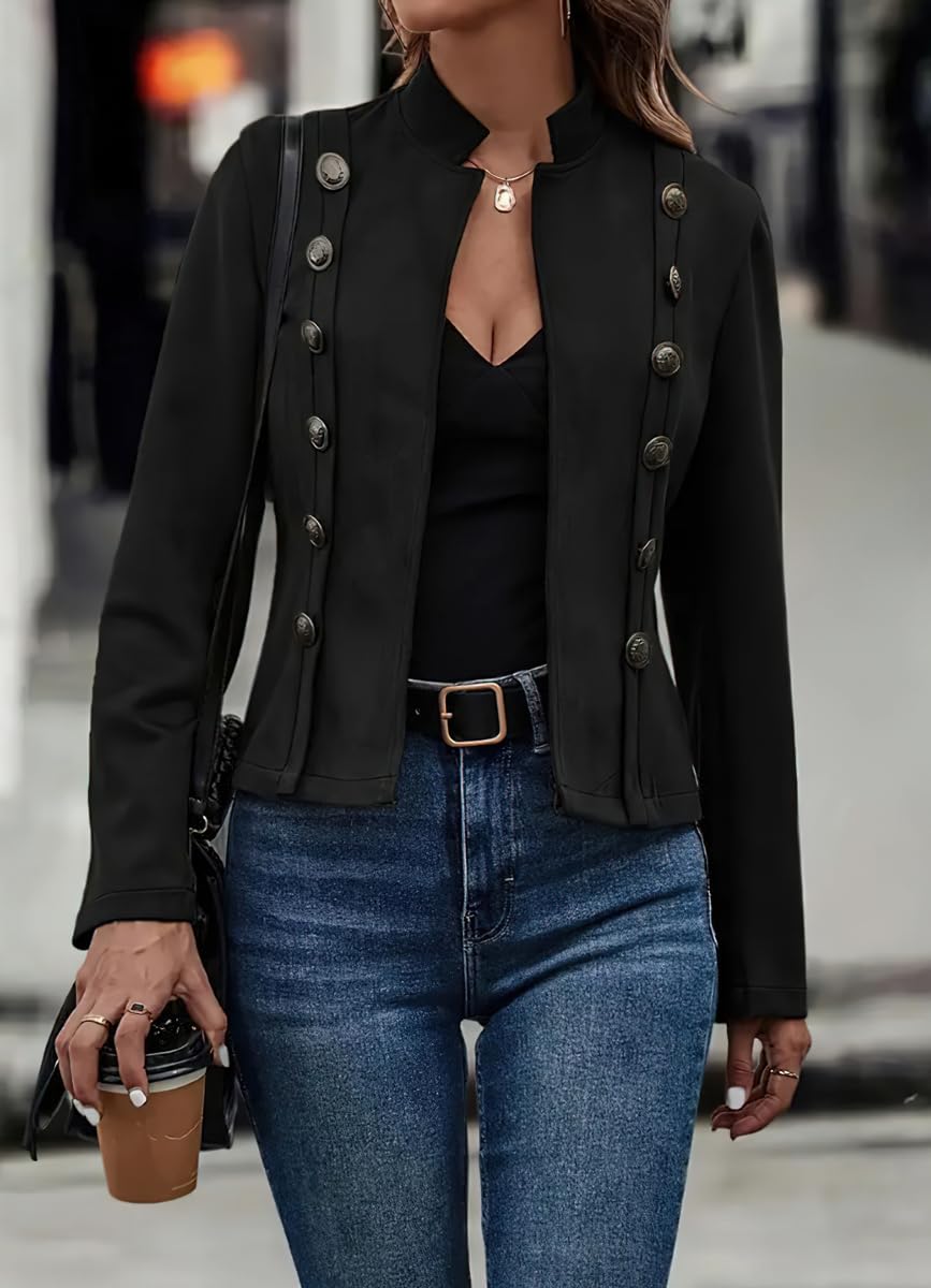 chouyatou Women's Faux Suede Leather Jacket 2025 Fall Winter Clothes Casual Business Long Sleeve Blazer Jacket Coat (X-Large, Black)