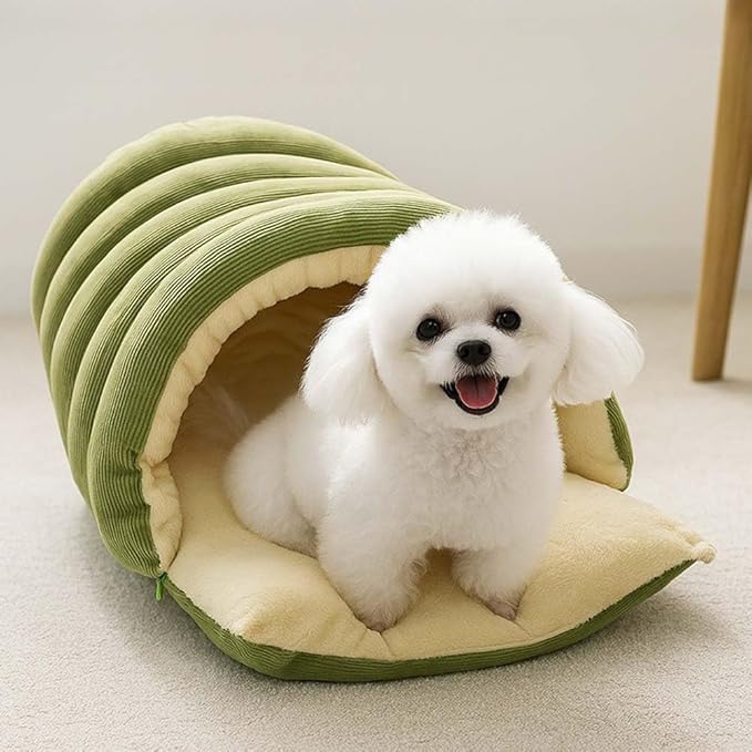 CutyPet Winter Cave,Warmth Cozy Comfort Plush Pet Cave,Cute Cozy Safe Hideaway Cat Bed with Removable Cushion,Warm Soft Removable Washable for Cats and Dogs (Brown Plaid, L:25.59 * 15.74 * 11.02 in)