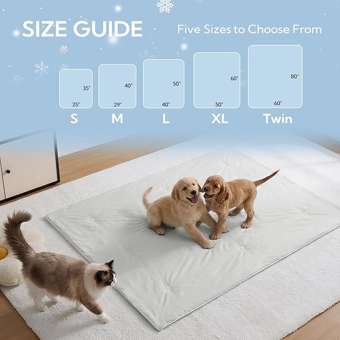 Soulbond Cooling Blanket for Medium Dogs - Q-MAX>0.45, Washable Cool Pet Cats Throw Blanket for Hot Weather, Self-Cooling Soft Dog Mat for Bed Crates Couch Sofa Cars(29"x40", Light Grey)