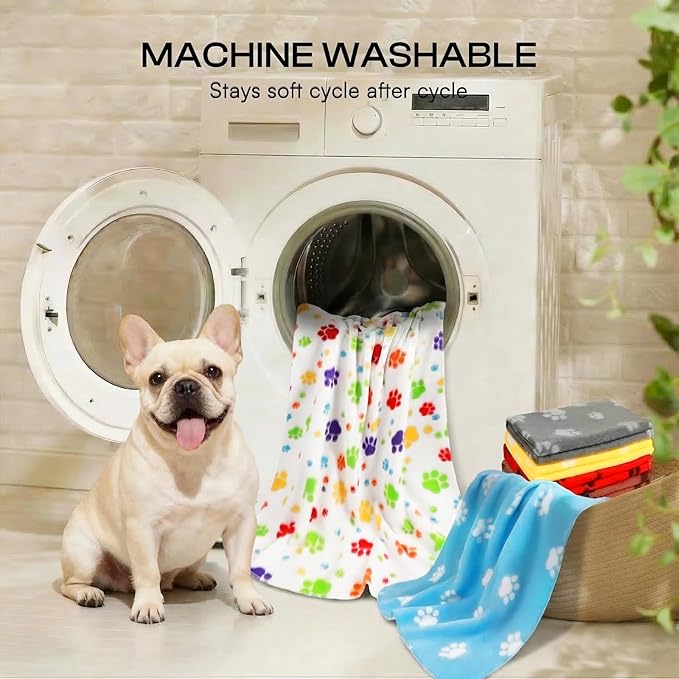 LINENLUX Cute Dog Blanket for Small Medium Dogs 6-Pack Soft Stretchy Fleece Blankets for Pet Cat Puppy Warm Wrinkle-Resistant Throw for Couch Bed Outdoor Yellow 45x31 inch (Pack of 6)