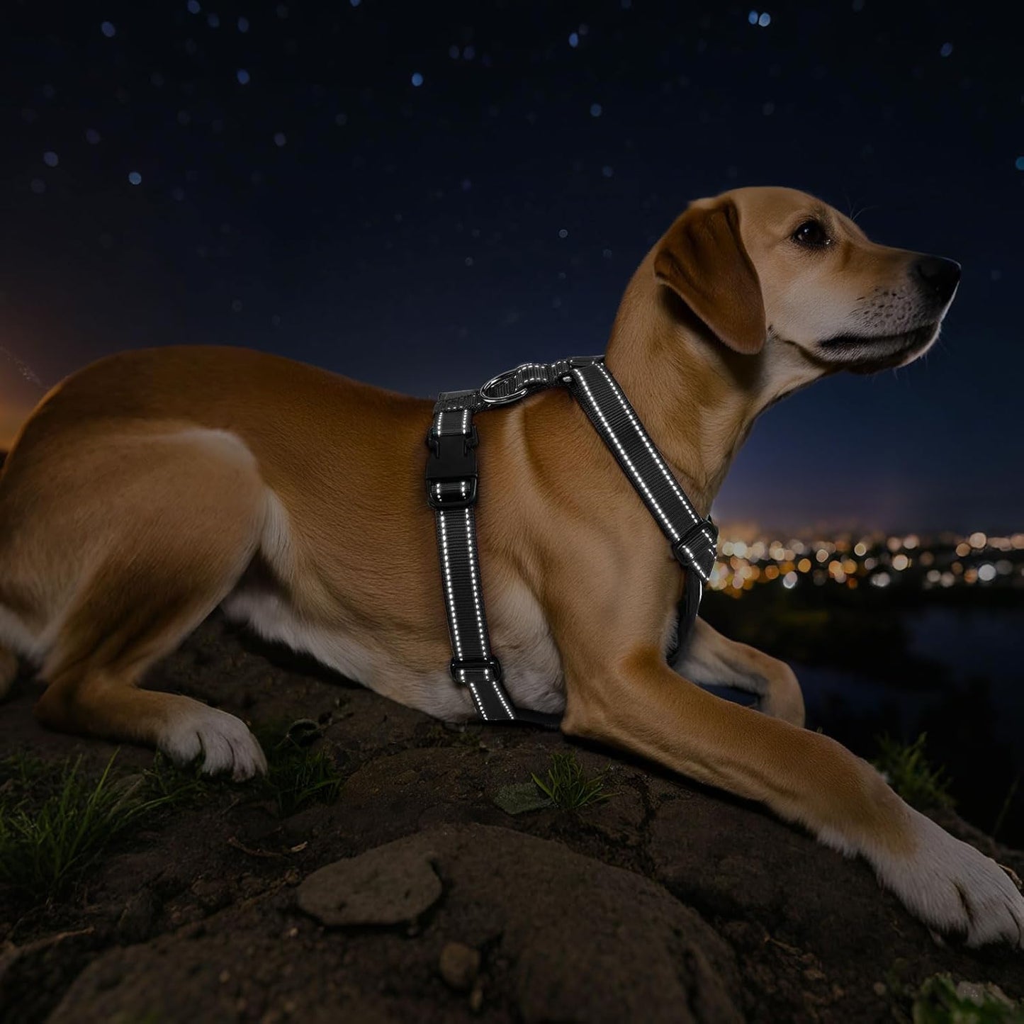 Dog Seat Belt Harness for Car, Dog Car Harness Adjustable Mesh Breathable & Dogs Seatbelt Safety Tether with Elastic Bungee for Small Medium Large Pets(Carbon Black, M)