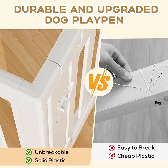 Clear Dog Play Pen,Pet Playpen with Door,Easy to Clean and Install Puppy pens for Both Indoor and Outdoor use (White, 30.3 inch Height, 12 Panels)