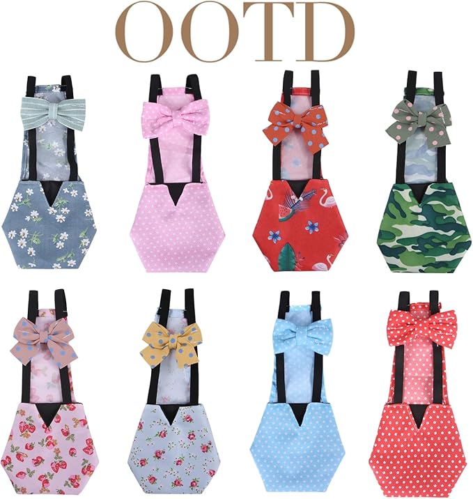 MANON ROSA Chicken Diapers Bantam Hens - Reusable 3-Piece Set with Bow Ties Poultry Nappies Washable Waterproof for Geese Pet Ducks Silkie (Graphic M)