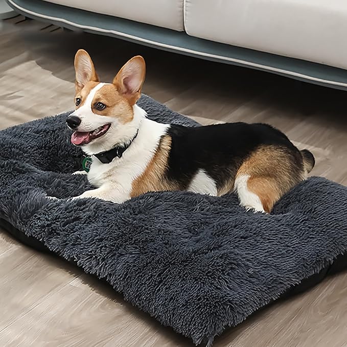 Dog Crate Mat, Dog Bed for Large Dogs, Comfy Fluffy Kennel Pad Anti-Slip for Dog beds & Furniture, Quilted Dog Bed for Pets for Medium/Small Dogs Cats (Color : Green, Size : 16.9x11)