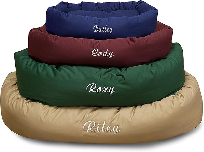 Majestic Pet 40" Round Dog Bed - Personalized Cozy Soft Washable Calming Donut Dog Bed w/ Spine Support - Burgundy (40x29x9) Large