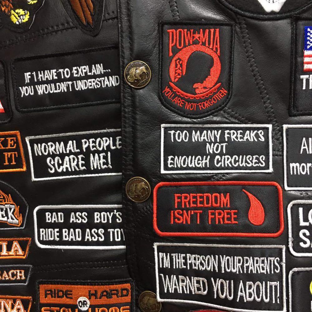 WalnutKing Men Leather Motorcycle Jacket Vest Plastered Embroidery Cool Patches Biker Vest (US, Alpha, XX-Large, Regular, Regular, Man00)