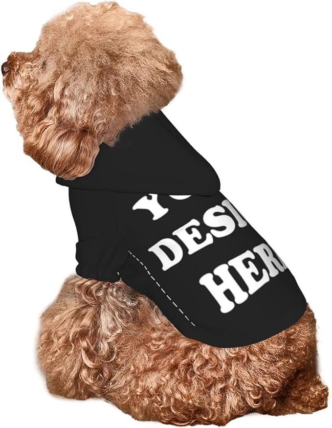 Dog Clothes, Custom Dog Hooded Sweatshirt, Personalized Pet Costume Robe Shirt with Text/Image/Club Name/Pet Shop Logo for Small Medium Large Dogs and Cats, Black, L