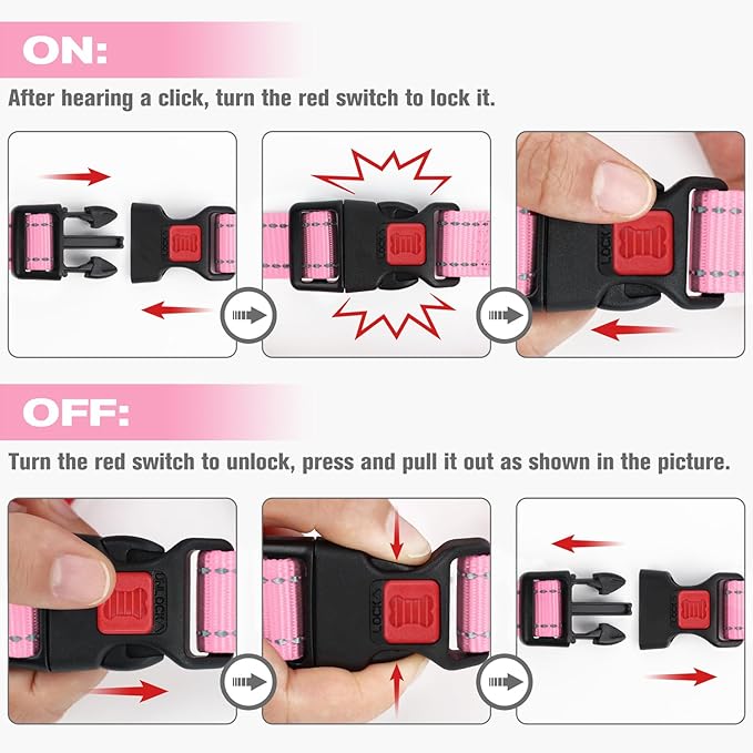 Joytale Martingale Collar for Dogs, Reflective Heavy Duty for Safety, Quick Release Buckle, Adjustable Nylon Collars for Small Dogs Walking Training, Pink, S