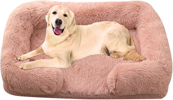 Dog Beds Large Sized dog Orthopedic, Sofa Dog Bed with Waterproof Lining and Nonskid Bottom, Rectangle Washable Dog Bed for Medium Small Dogs and Cats Comfortable ( Color : Pink1 , Size : 51 x 35" )