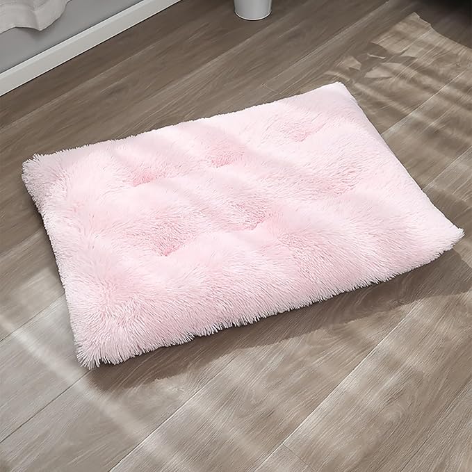 Dog Crate Mat, Dog Bed for Large Dogs, Comfy Fluffy Kennel Pad Anti-Slip for Dog beds & Furniture, Quilted Dog Bed for Pets for Medium/Small Dogs Cats (Color : Pink 3, Size : 36x25)
