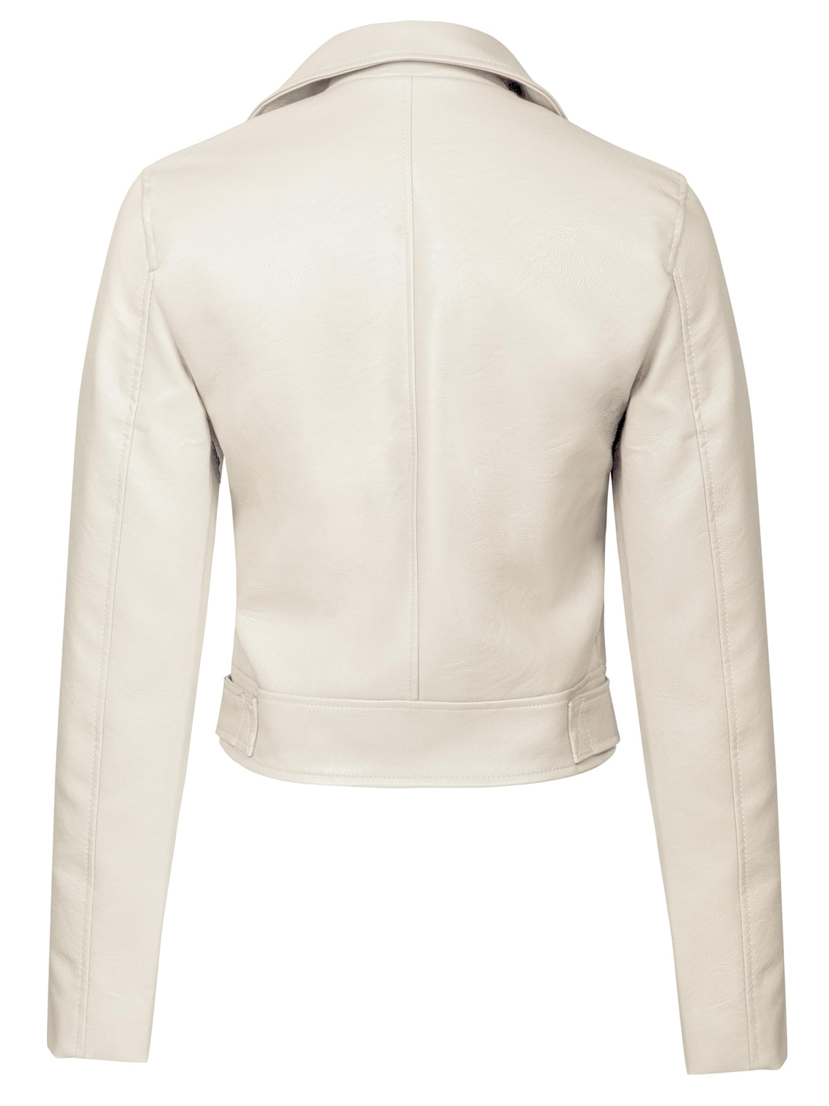 Design by Olivia Women's Asymmetrical Zip Up Faux Leather Moto Jacket White L