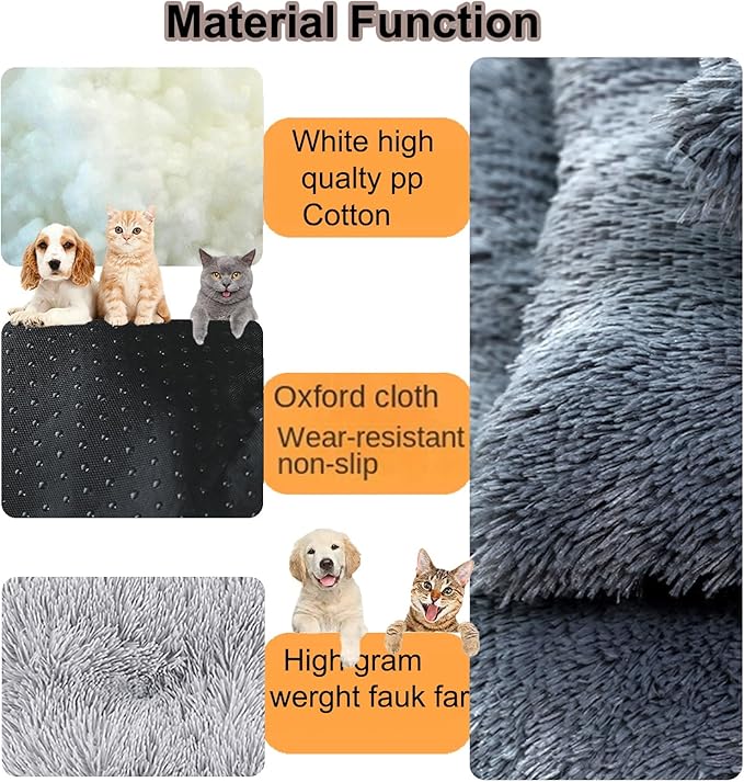 Dog Crate Mat, Dog Bed for Large Dogs, Comfy Fluffy Kennel Pad Anti-Slip for Dog beds & Furniture, Quilted Dog Bed for Pets for Medium/Small Dogs Cats (Color : Gray 2, Size : 36x25)