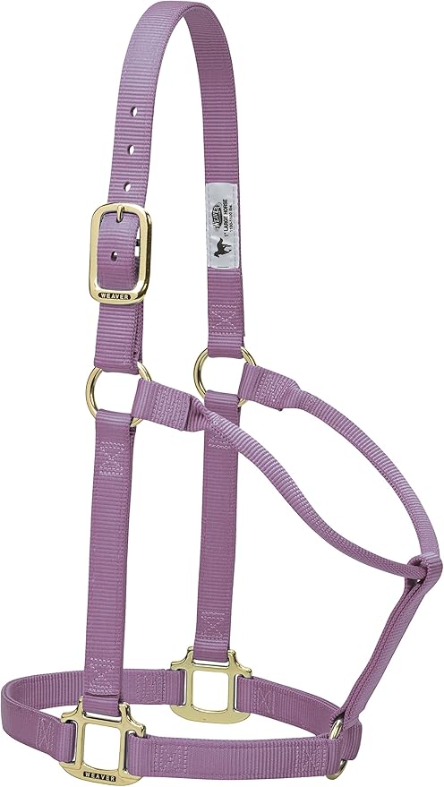 Weaver Equine Nylon Horse Halter, Triple-Ply Cheek Design, Original Non Adjustable Halters for Horses, Equine Tack,Average Size, Black