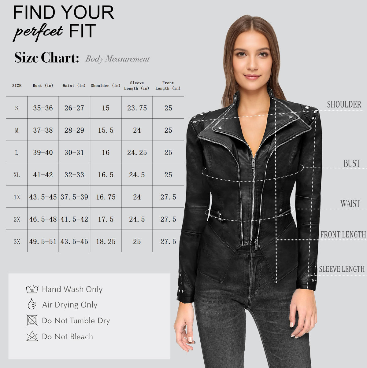 Olivia Miller Women's Faux Leather Moto Biker Jacket JK44169 BLACK L