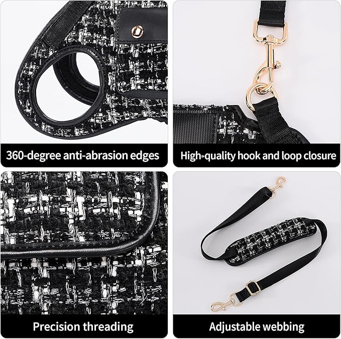 Dog Lift Harness Dog Carrier Dog VES Harness Adjustable Dog Leash with Small Puppy Treat Bag(Black,M)
