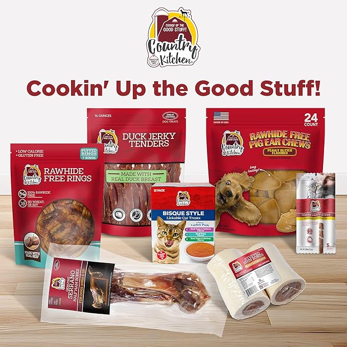 Country Kitchen Rawhide Free Beef Rings Dog Chews, Made with Real Beef, Highly Digestible, Gluten Free, 7 Count