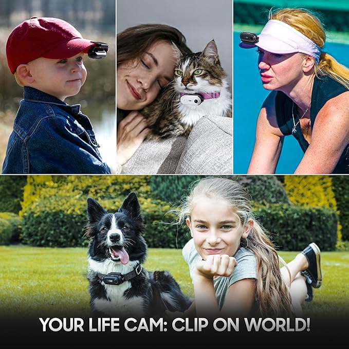 4K UHD Dog& Cat Pet Camera Collar, Video Recorder with Phone App View, Outdoor & Indoor POV Action Cam for Cat & Dogs Black - 2 Adjustable Black Collars (XS 8-12 in, M 14-20 in), 64g