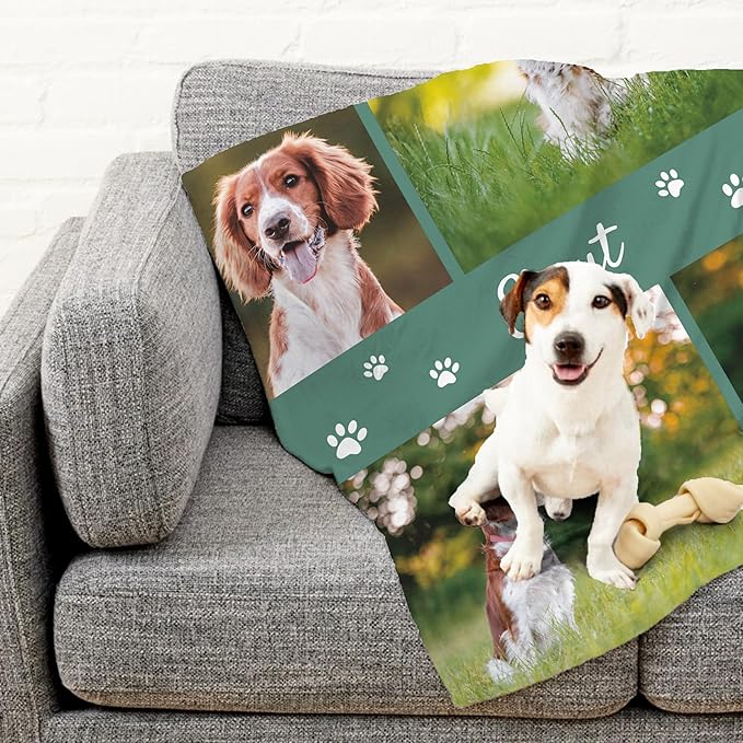 Prints Next Day โ Custom 50" x 60" Sherpa Pet Lightweight Blanket with Multi-Photo Upload - Personalized with Pet Lightweight's Name - Gift for Dog or Cat Owners - Printed in America
