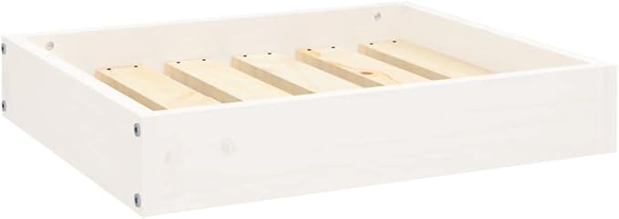 White Solid Pine Wood Dog Bed 20.3x17.3x3.5 Inch - Sturdy Minimalist Pet Sofa for Small Medium Dogs Rustic Raised Dog Crate with Stable Frame - Easy Assembly Indoor Outdoor Use