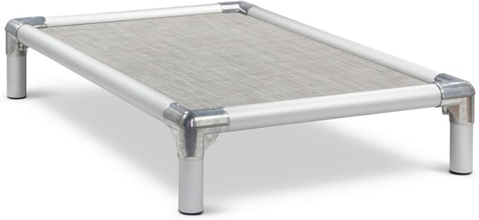 Kuranda Chewproof Elevated Pet Bed - Silver Aluminum - 25" x 18" - Sunsure Textilene - Birch