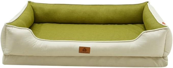 Large Dog Bed with Removable Washable Cover & Bolsters - Waterproof, Non-Slip Pet Sofa for Big Dogs(Green,42 * 28 * 10in)
