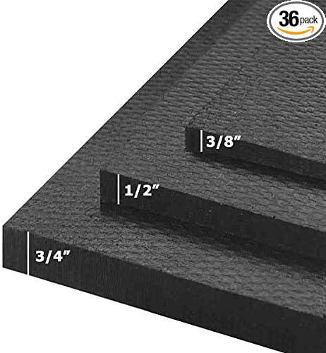 American Floor Mats Horse Mats - Heavy Duty Stall Tiles - Slip Resistant, Black, 12" x 12", 36 Tiles Total, 0.75" Thick