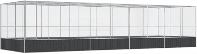 Outdoor Aviary Bird Cage, Galvanized Steel Outside Ample Activity Space Birdcage, 366.9"x120.9"x83.5", -275