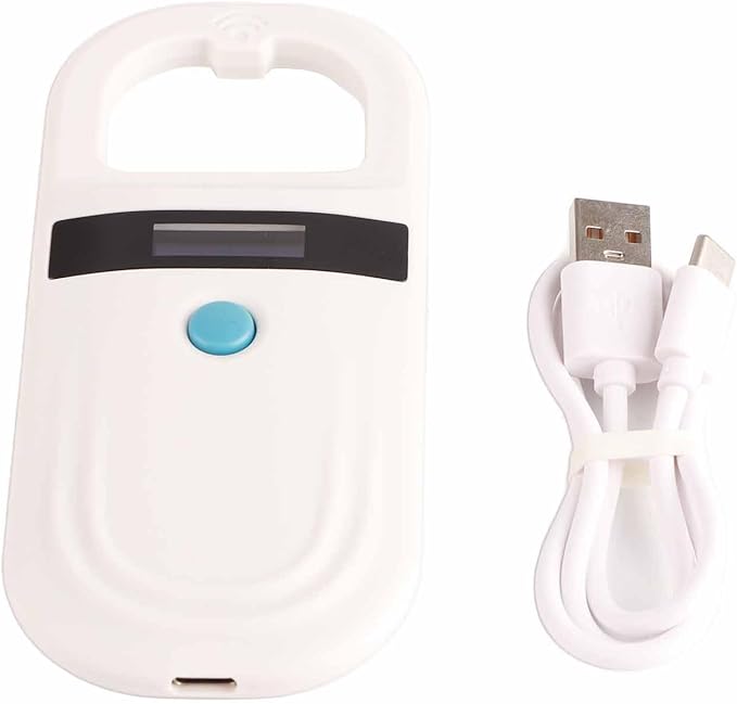 FILFEEL Rechargeable Animal Chip ID Scanner Microchip Pet Tag Scanner OLED Display USB Rechargeable for Animal Management Resource Management White 13.5 x 6cm