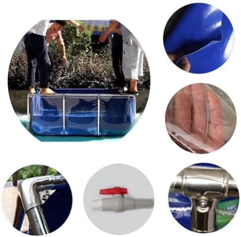 Flexible PVC Canvas Fish Breeding Tank with Steel Frame, 50x40x30cm, Clear Viewing Window, Easy Assembly, Ideal for Aquatic Pets & Backyard Pool Pond