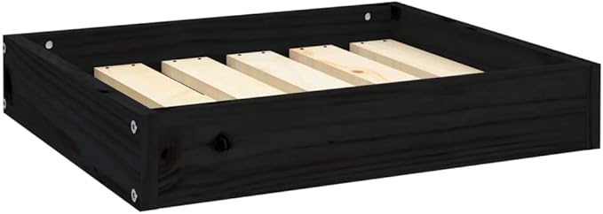 Small Dog Bed, Modern Minimalist Solid Pine Wood Pet Cot, Durable Rectangular Elevated Bed Frame for Cats and Small Breed Dogs, 20.3 x 17.3 x 3.5 Inches, Black