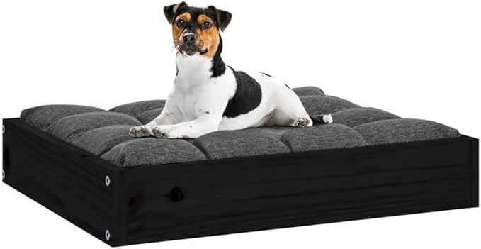 Minimalist Solid Pine Wood Dog Bed for Small Breed Pets, Durable Rectangular Frame 20.3 x 17.3 x 3.5 Inches, Modern Pet-Friendly Furniture with Easy Assembly for Indoor