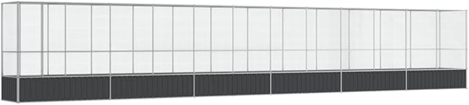 Large Metal Heavy Duty Walk-in Aviary Cage with Extension, Ample Activity Space Bird Cage with Lockable Door Also for Chickens and Rabbits, Silver 492.3"x42.1"x83.5" Steel,-411
