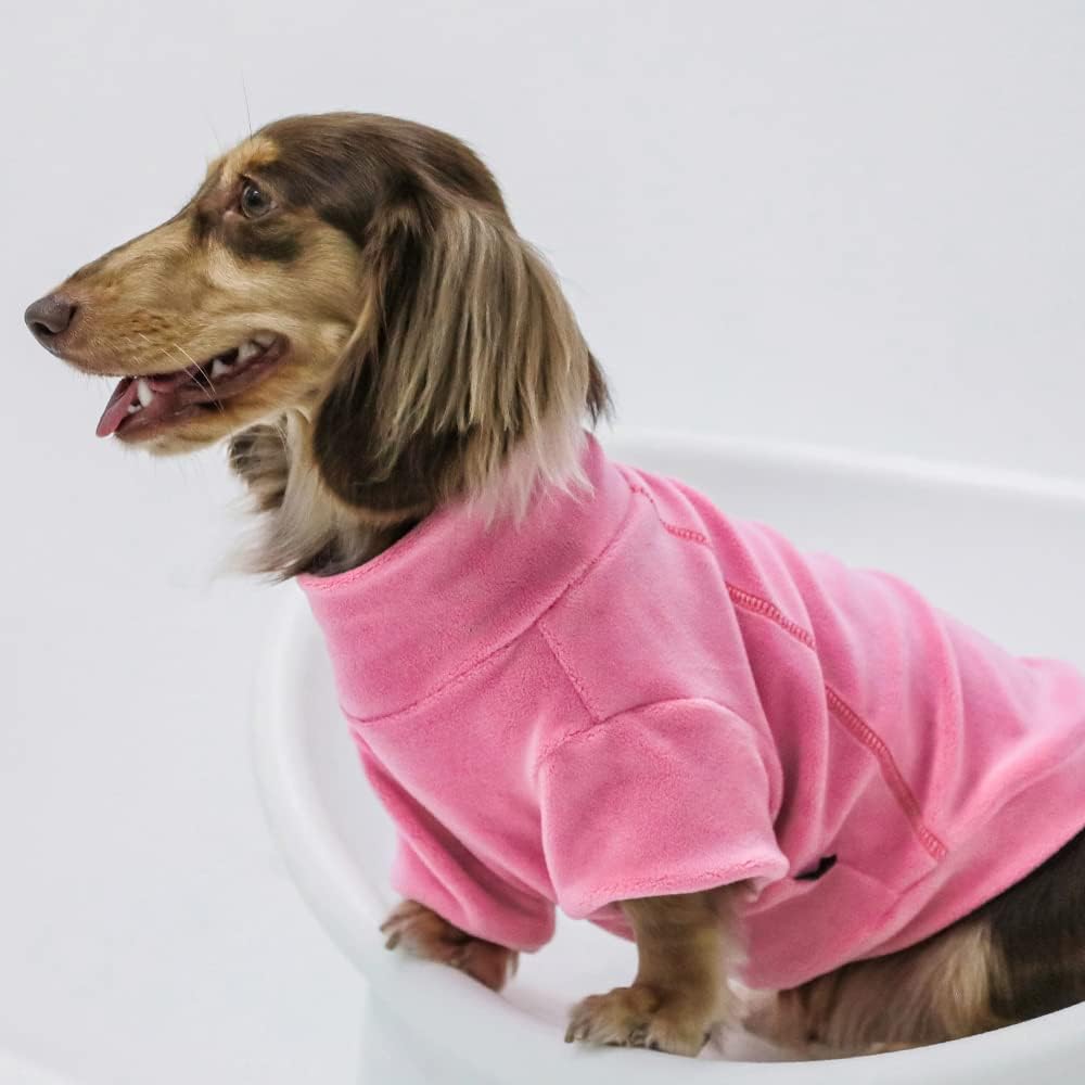 Fitwarm 3 Pack Classic Fleece Dog Sweater, Turtleneck Dog Sweatshirt, Dog Winter Clothes for Small Dogs Girl, Pet Pullover Jumper, Cat Apparel, Pink, Rose, Baby Pink, Large