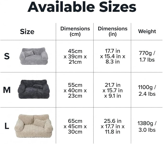 Plush Calming Pet Sofa Bed, Raised Rim, Removable Cover & Non-Slip Bottom for Cats & Dogs, Calming Dog Bed Fluffy Plush Dog Mat for Furniture Protector with Removable Washable Cover (Black, Small)