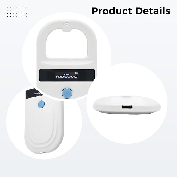 Pet Microchip Scanner, 134.2Khz Reader, 0-15 Cm Read Distance, Emid Fdx-B (Iso11784/85) Compatible