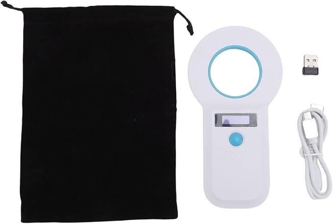 Pet Microchip Scanner, 15 Digits Animal Chip ID Scanner, EMID Microchip Reader with FDX B ISO11784 85 Support, Ideal for Dogs, Cats, Pigs & Animal Identification (White)