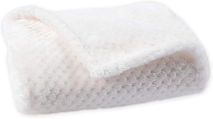 Pet Blanket Warm Soft Dog Blankets Washable Cat Throw Blankets Sofa Bed Couch Furniture Protector Cover for Small Medium Large Dogs Cats, White, 31" x 39"