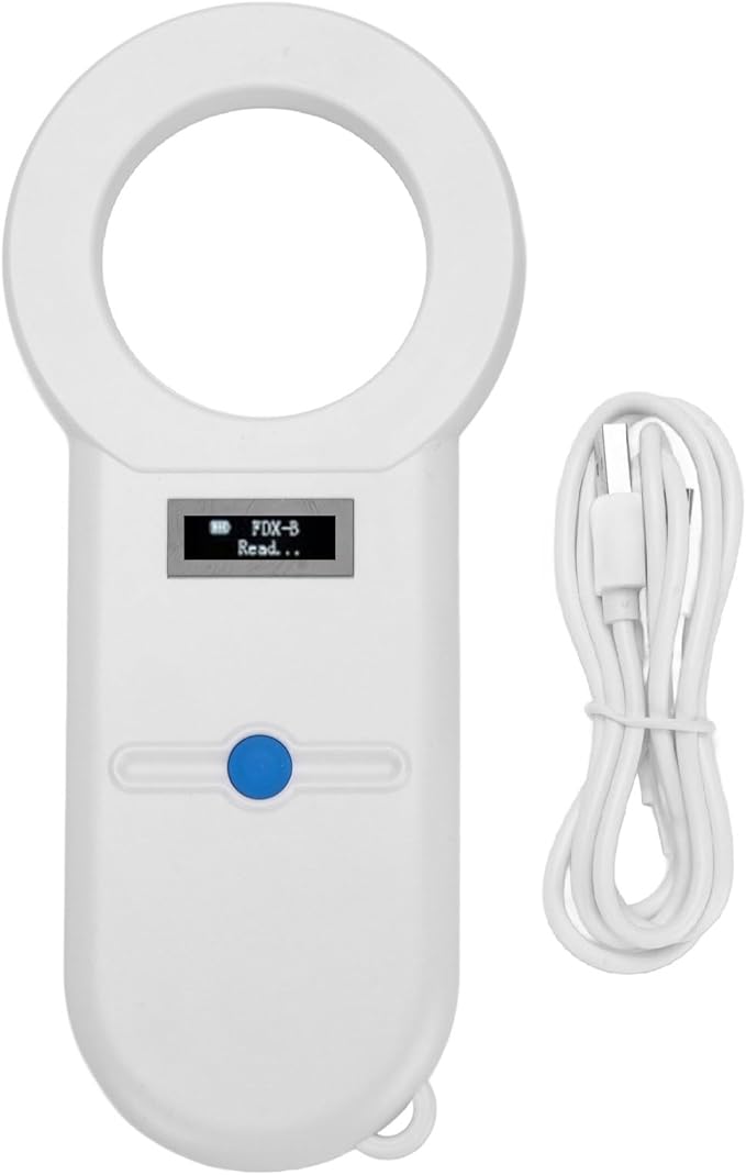 Pet Microchip Reader, EMID Animal Handheld Scanner with OLED Display and USB Charging, Supports ISO 11784 11785 FDX B for Dogs Cats Livestock Poultry