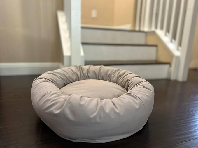 Organic Cotton Canvas Dog Bed: Removable Cover, Natural Fill - Made in USA (Gray, Small 24" x 7" inches)