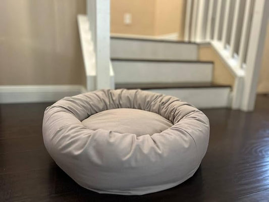 Organic Cotton Canvas Dog Bed: Removable Cover, Natural Fill - Made in USA (Gray, X Large 42" x 8" inches)