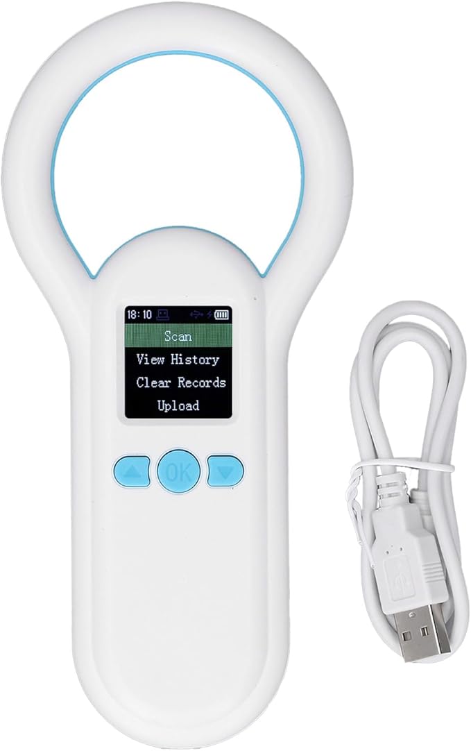 Pet Microchip Scanner, 500 Records Storage, 134.2Khz Reader, 1.44 Inch TFT Screen, ISO 11784/11785 FDX B Compatible, for Animal Dog Identification