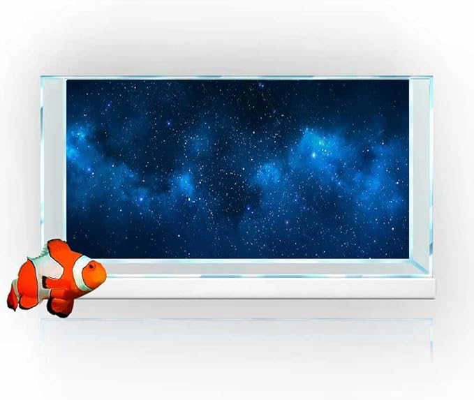 36X24IN Starry Aquarium Background, Art Starry Fish Tank Decorations Background, with 8 EVA Double-Sided Tape
