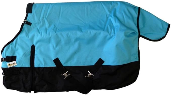 AJ Tack 1200D Waterproof Winter Pony Blanket - 300g Heavyweight Turnout with Fleece Collar, Shoulder Gussets & Tail Flap - Black 60"