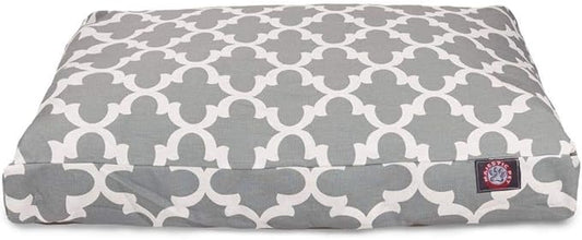 Gray Trellis Medium Rectangle Indoor Outdoor Pet Dog Bed With Removable Washable Cover By Majestic Pet Products