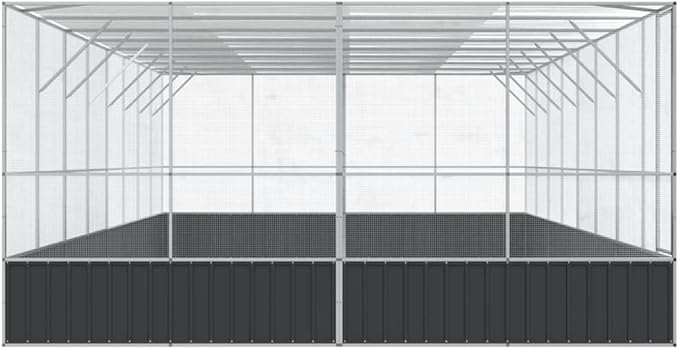 Large Metal Heavy Duty Walk-in Aviary Cage with Extension, Ample Activity Space Bird Cage with Lockable Door Also for Chickens and Rabbits, Silver 327.6"x163"x83.5" Steel,-528