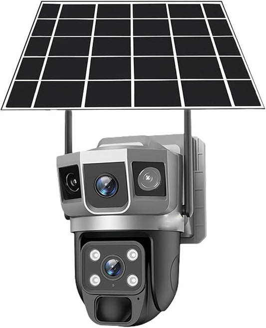 for Outdoor Camera Battery CCTV Monitor 4G SIM Card Network IP Security Pet Camera Motion Detection 3 Screen PTZ Camera(WiFi CCTV 128G Card)