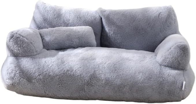Soft Fluffy Self-Warming Cat Bed | Washable Pet Sofa for Indoor Cats & Small Dogs | Cute Princess-Inspired Kitten Couch & Puppy Bed(Gray,25.59''*18.11''*11.81'')