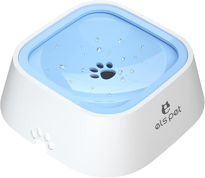 ELS PET No Spill Dog & Cat Bowl - 70oz/2L Large Capacity Travel Water Dispenser (Blue, 35oz)